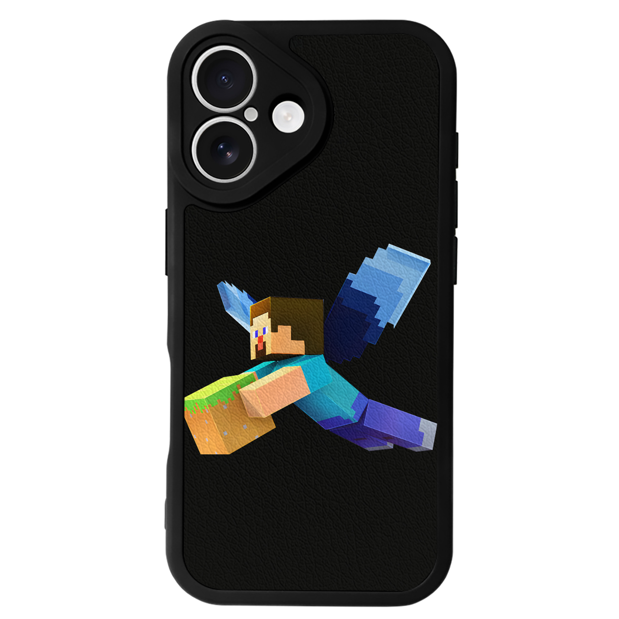 （画像用） マインクラフト ブロックの世界 Minecraft MC Block world 【iPhone 16シリーズ対応】シリコンスマホケース（レザー調） 材質：シリコン